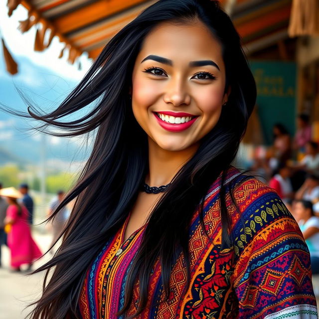 A stunning Peruvian woman in her early twenties, showcasing her natural beauty and confidence