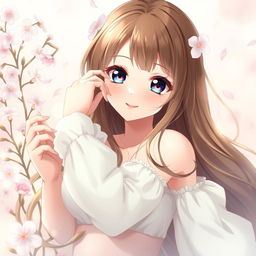 A beautiful anime girl depicted in an elegant, artistic style