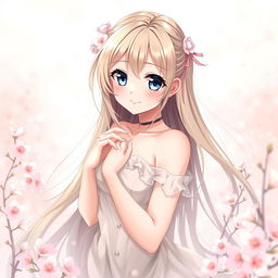 A beautiful anime girl depicted in an elegant, artistic style