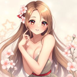 A beautiful anime girl depicted in an elegant, artistic style