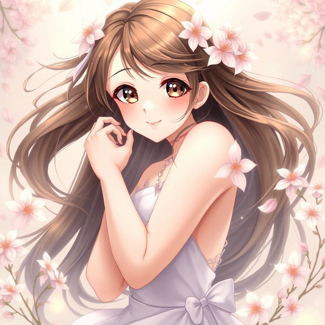 A beautiful anime girl depicted in an elegant, artistic style