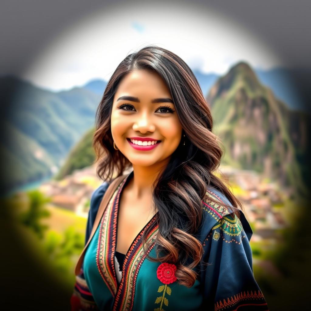 A beautiful Peruvian woman aged 22, radiating confidence and charm