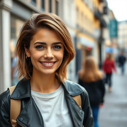 A 30-year-old woman with a blend of European features, showcasing Scandinavian, Slavic, and Mediterranean characteristics