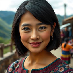 A realistic portrait of a 22-year-old Peruvian woman, characterized by her natural beauty and grace