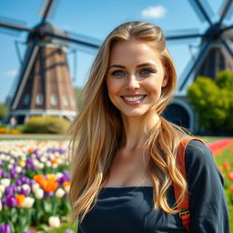 A stunning 30-year-old woman with features that would appeal to a Dutch aesthetic, embodying a blend of Northern European charm
