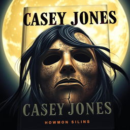 A book cover featuring a broken Casey Jones mask with a distinct crack at the chin, set against a beautifully illuminated moon that fills the background with a mystical glow