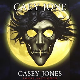 A book cover featuring a broken Casey Jones mask with a distinct crack at the chin, set against a beautifully illuminated moon that fills the background with a mystical glow