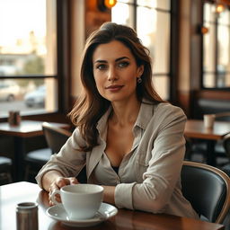 A lifelike and realistic photo taken with an iPhone 13 Pro of an elegant 37-year-old woman of Ashkenazi descent, dressed in casual clothing without a deep neckline