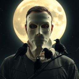 A man wearing an off-white mask that covers his face down to the chin, revealing only his mouth
