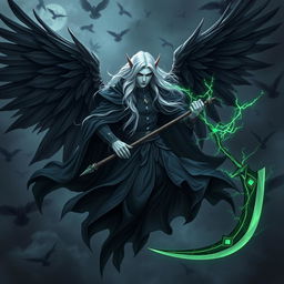 An edgy and handsome Shadar-Kai, a striking white elf with an alluringly pale complexion