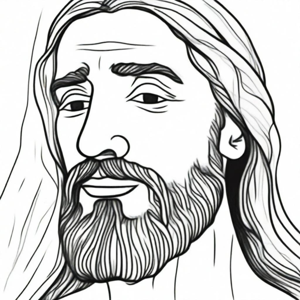 A tender colouring book page illustrating Jesus with tears streaming down his face, portraying a moment of deep emotion.