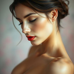 A captivating artistic representation of a female figure in a serene and elegant pose, showcasing subtle curves and graceful lines