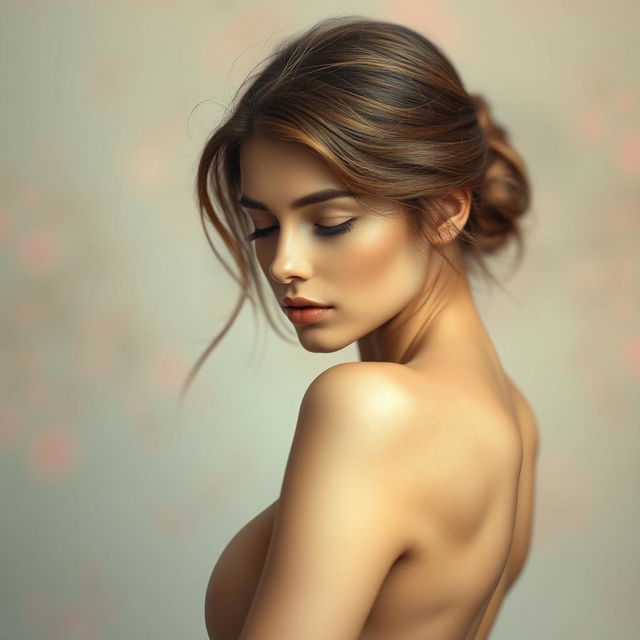 A captivating artistic representation of a female figure in a serene and elegant pose, showcasing subtle curves and graceful lines