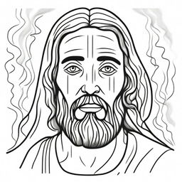 A tender colouring book page illustrating Jesus with tears streaming down his face, portraying a moment of deep emotion.