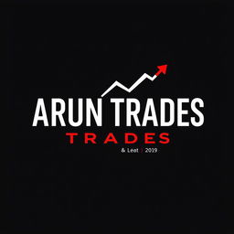A professional and sleek logo design for a trading company named 'ARUN TRADES'