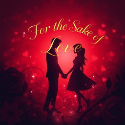 A captivating book cover for 'For the Sake of Love', featuring an enchanting animated design with deep red hues
