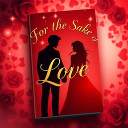 A captivating book cover for 'For the Sake of Love', featuring an enchanting animated design with deep red hues