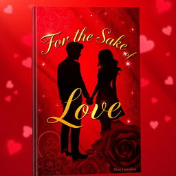 A captivating book cover for 'For the Sake of Love', featuring an enchanting animated design with deep red hues