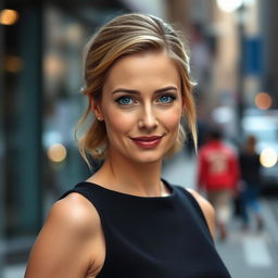 A stunning portrait of Emily Blunt, showcasing her captivating blue eyes and elegant features