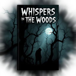 A chilling horror story book cover, featuring a dark, foggy forest with twisted trees and an eerie atmosphere
