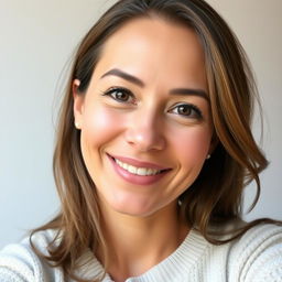 An attractive woman aged 40 with natural beauty and light makeup, showcasing a toned physique