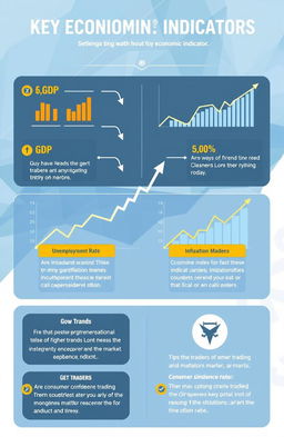 A detailed infographic-style illustration explaining key economic indicators and their significance in trading
