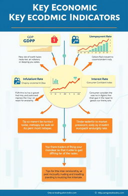 A detailed infographic-style illustration explaining key economic indicators and their significance in trading