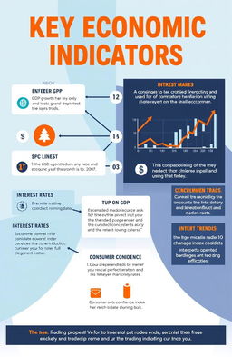 A detailed infographic-style illustration explaining key economic indicators and their significance in trading