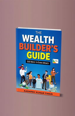 A visually striking book cover for "The Wealth Builder's Guide: 500 Ways to Earn Money" by Aadarsh Kumar Tiwari