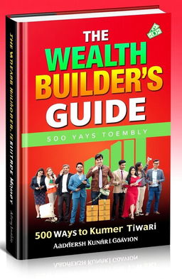 A visually striking book cover for "The Wealth Builder's Guide: 500 Ways to Earn Money" by Aadarsh Kumar Tiwari