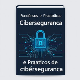 A modern and professional book cover for a title reading 'Fundamentos e Práticas de Cibersegurança'