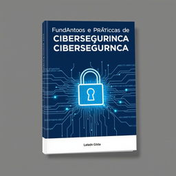 A modern and professional book cover for a title reading 'Fundamentos e Práticas de Cibersegurança'