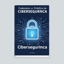 A modern and professional book cover for a title reading 'Fundamentos e Práticas de Cibersegurança'