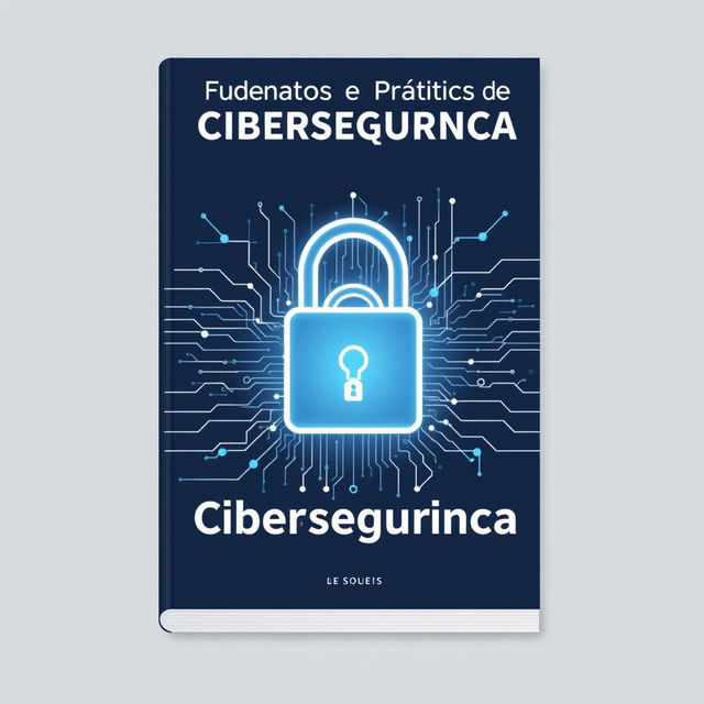 A modern and professional book cover for a title reading 'Fundamentos e Práticas de Cibersegurança'