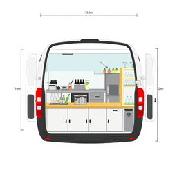 Design a layout for a cocktail minivan cart with dimensions of 4