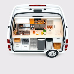Design a layout for a cocktail minivan cart with dimensions of 4