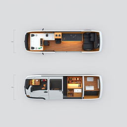 Create a 3D layout plan of a cocktail minivan cart with dimensions of 4