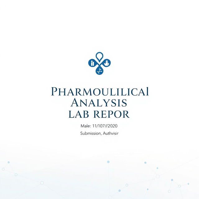 A professional cover page for a pharmaceutical analysis lab report