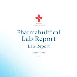 A professional cover page for a pharmaceutical analysis lab report
