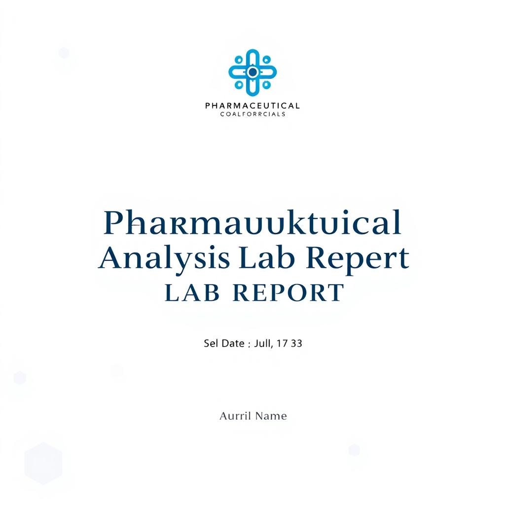 A professional cover page for a pharmaceutical analysis lab report