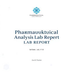 A professional cover page for a pharmaceutical analysis lab report