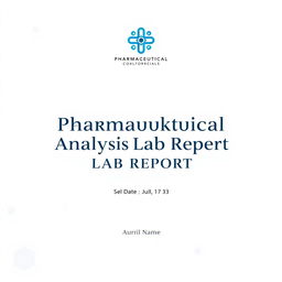 A professional cover page for a pharmaceutical analysis lab report