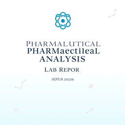 A professional cover page for a pharmaceutical analysis lab report