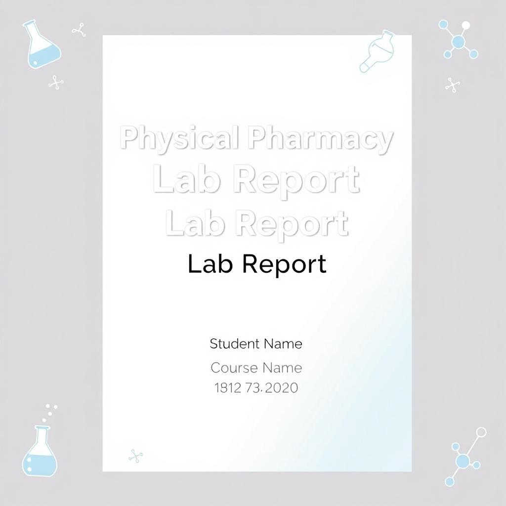 A professional and visually appealing cover page for a physical pharmacy lab report