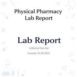 A professional and visually appealing cover page for a physical pharmacy lab report