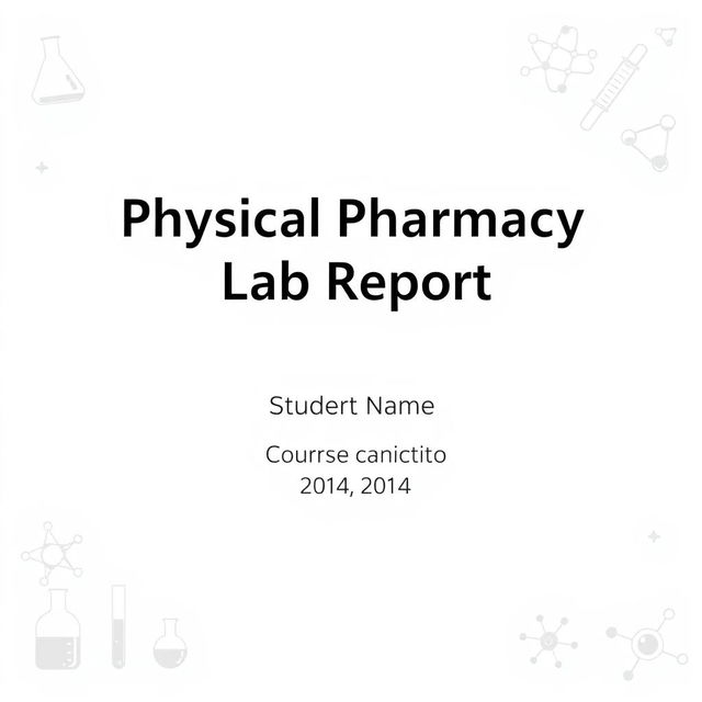 A professional and visually appealing cover page for a physical pharmacy lab report