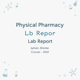 A professional and visually appealing cover page for a physical pharmacy lab report