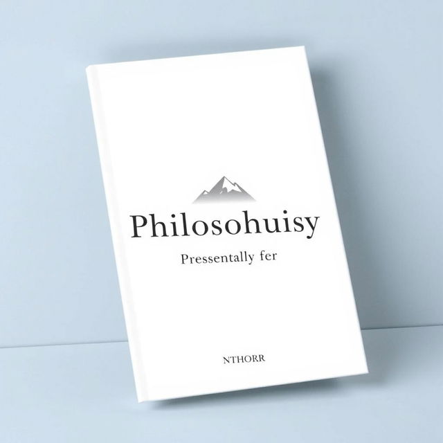 A minimalist cover design for a philosophical essay, featuring a simple yet impactful visual element, such as a lone mountain silhouette or an abstract geometric shape, evoking themes of contemplation and inquiry