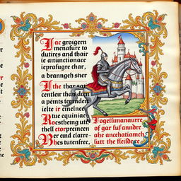 A beautifully illustrated medieval page, showcasing intricate designs and vibrant colors typical of illuminated manuscripts