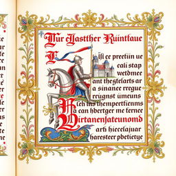 A beautifully illustrated medieval page, showcasing intricate designs and vibrant colors typical of illuminated manuscripts